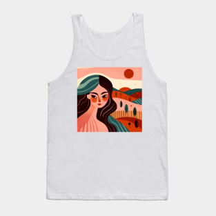 Abstract woman face and nature portrait art Tank Top